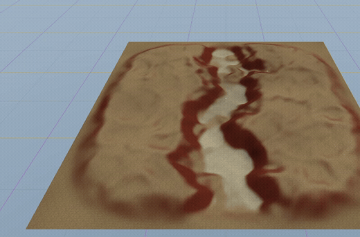 A canyon with a deep central channel appearing in the Anitya builder in about a second